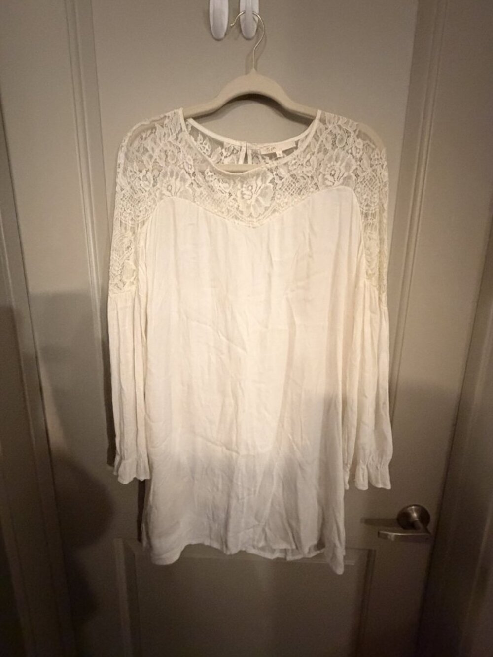 Maje Ivory Floral Lace Yoke Long Sleeve Blouse Tagged Size 3